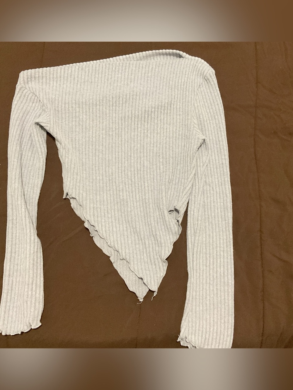 SHEIN Light Gray Ribbed Knit Top